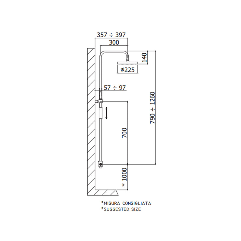 Colonna doccia regolabile Master plus completa di doccia Birillo in ABS Paffoni - Cromato by CeramicStore | Lo specialista del tuo bagno