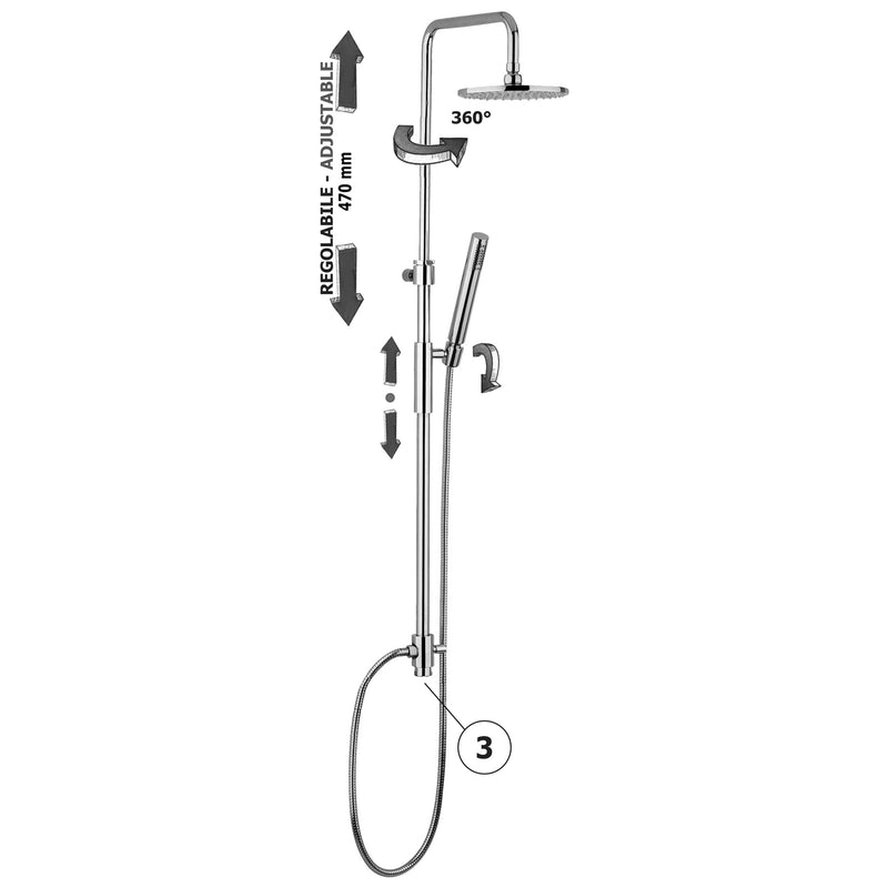 Colonna doccia regolabile Master plus completa di doccia Birillo in ABS Paffoni - Cromato by CeramicStore | Lo specialista del tuo bagno