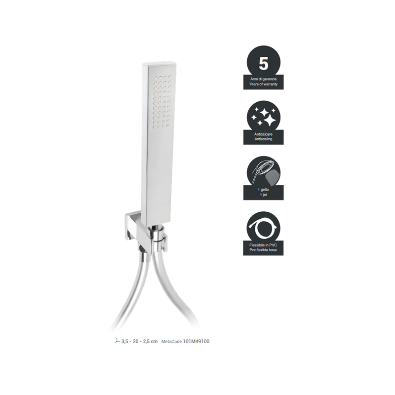 Kit doccetta monogetto e supporto a muro con presa acqua 1/2'' Metaform - Cromo by CeramicStore | Lo specialista del tuo bagno