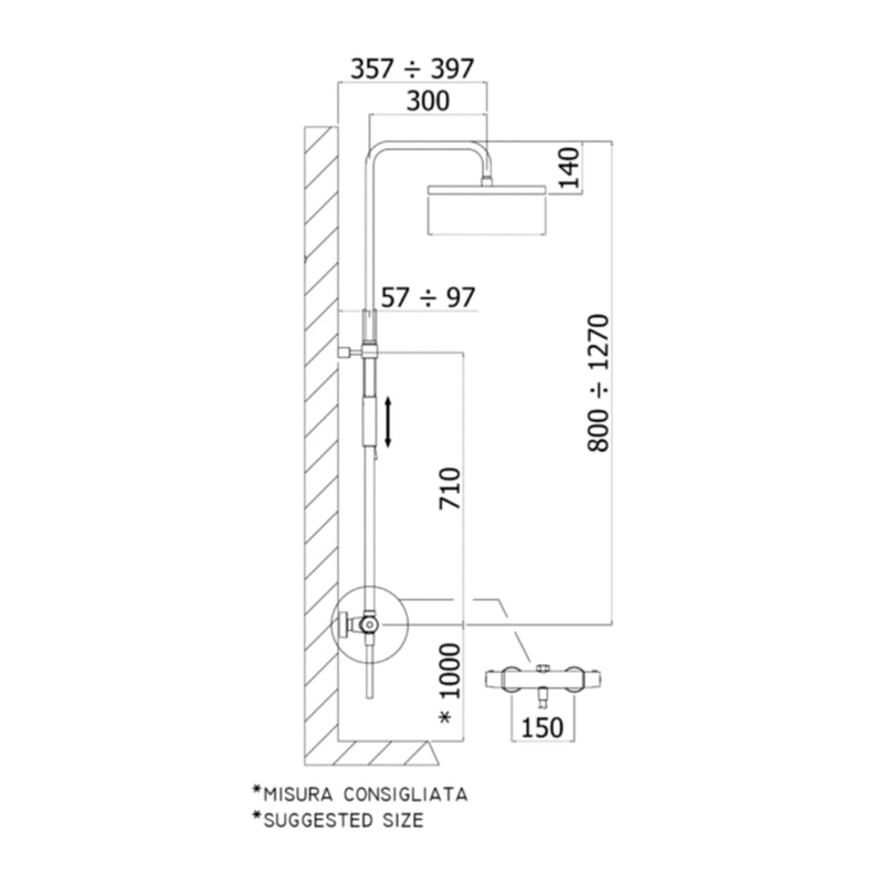 Colonna doccia regolabile Birillo con soffione Master King Paffoni - Cromato by CeramicStore | Lo specialista del tuo bagno