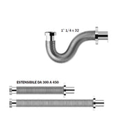 Sifone lavabo bidet o lavello estensibile e flessibile da cm 30 a 45 in acciaio inox by CeramicStore | Lo specialista del tuo bagno