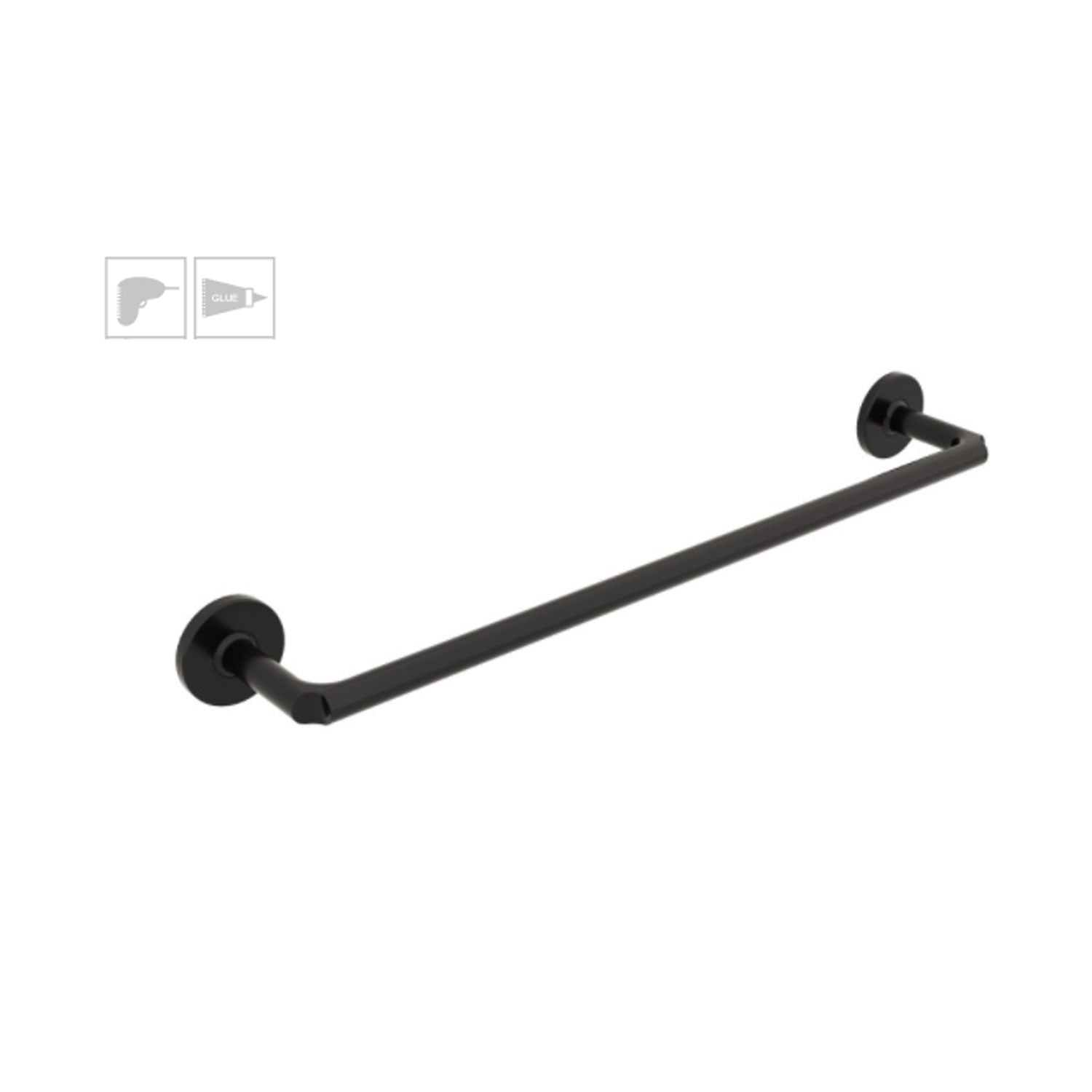 Porta asciugamani da incollo o da fissare a parete in ottone verniciato nero opaco collezione Sebecà di Lineabeta - 500mm by CeramicStore | Lo specialista del tuo bagno