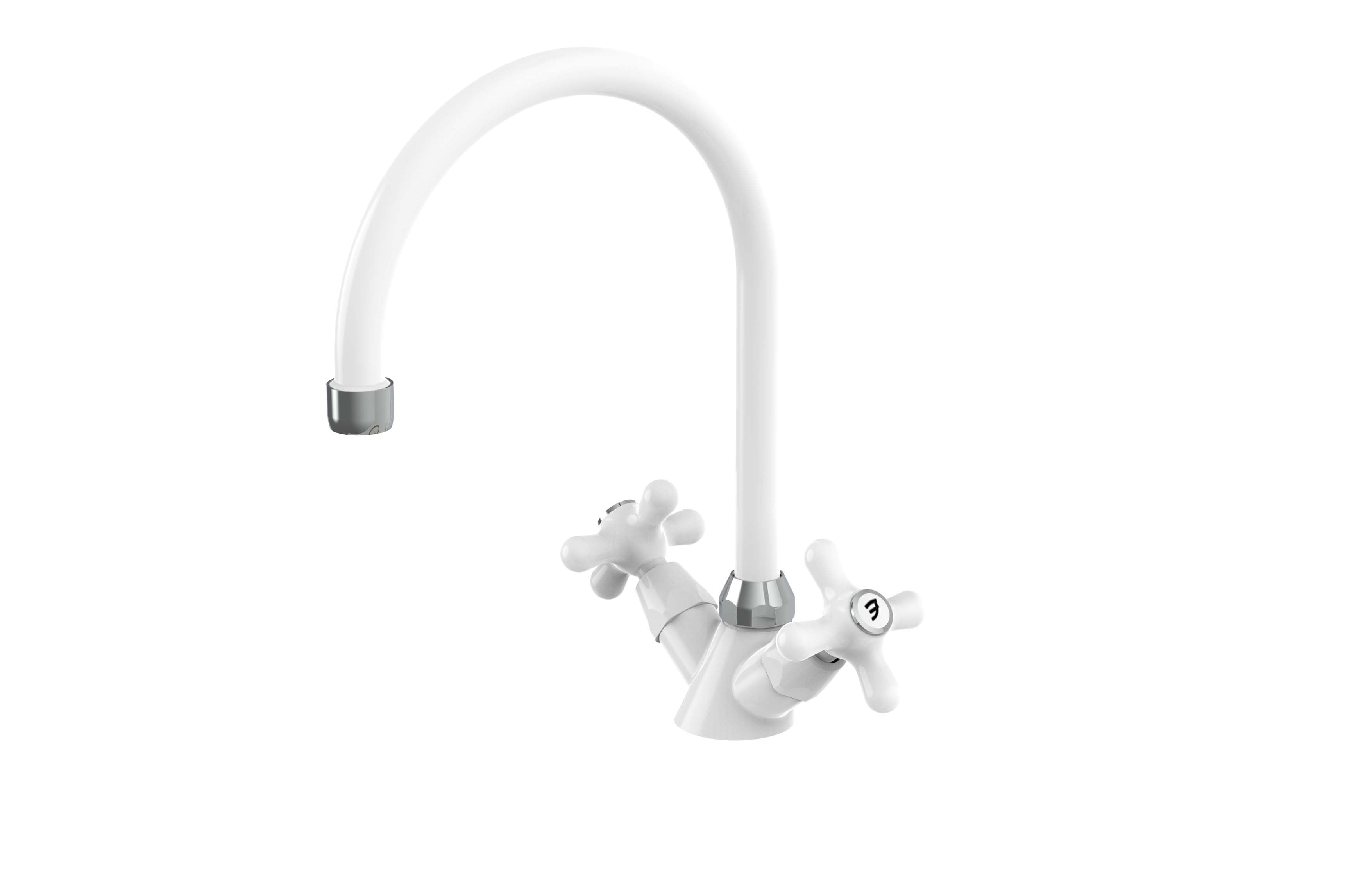 Miscelatore lavello monoforo con canna a ombrello orientabile Paffoni serie Iris - Cromo/Bianco by CeramicStore | Lo specialista del tuo bagno