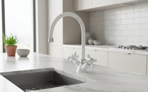 Miscelatore lavello monoforo con canna a ombrello orientabile Paffoni serie Iris - Cromo/Bianco by CeramicStore | Lo specialista del tuo bagno