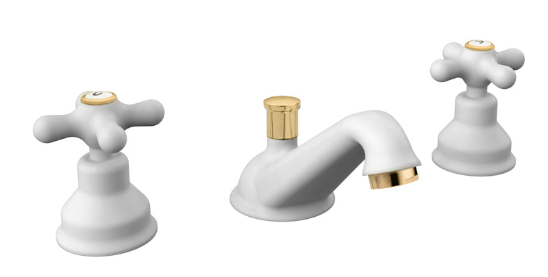 Batteria lavabo con bocca Retrà² e scarico automatico Paffoni serie Iris - Bianco/Gold by CeramicStore | Lo specialista del tuo bagno