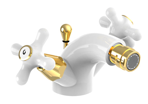 Monoforo bidet con scarico automatico Paffoni serie Iris - Bianco/Gold by CeramicStore | Lo specialista del tuo bagno