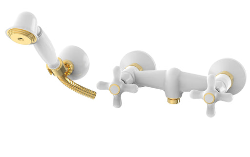 Gruppo doccia esterno con doccetta Paffoni serie Iris - Bianco/Gold by CeramicStore | Lo specialista del tuo bagno