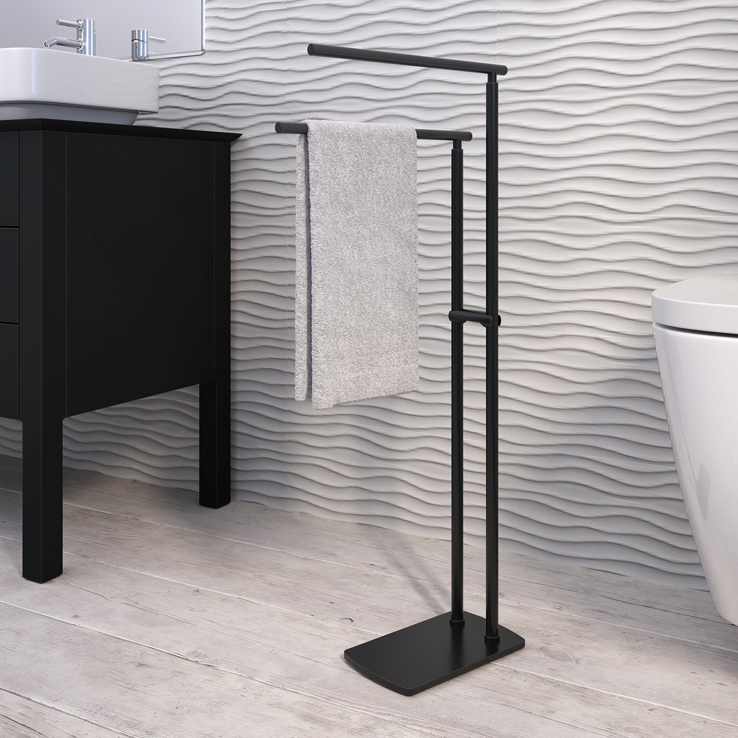 Piantana porta asciugamani in Acciaio Inox modello Florida di Gedy - Nero Matt