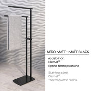 Piantana porta asciugamani in Acciaio Inox modello Florida di Gedy - Nero Matt