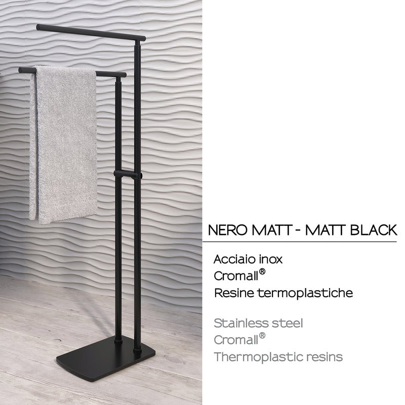 Piantana porta asciugamani in Acciaio Inox modello Florida di Gedy - Nero Matt