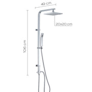 Colonna doccia regolabile da 100 cm con soffione quadrato 20x20 cm doccetta e deviatore modello STAR 01 by CeramicStore | Lo specialista del tuo bagno