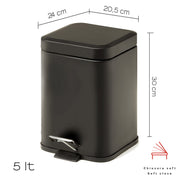 Portarifiuti quadrato 5 lt in Acciaio Inox modello Argenta di Gedy - Nero Matt by CeramicStore | Lo specialista del tuo bagno