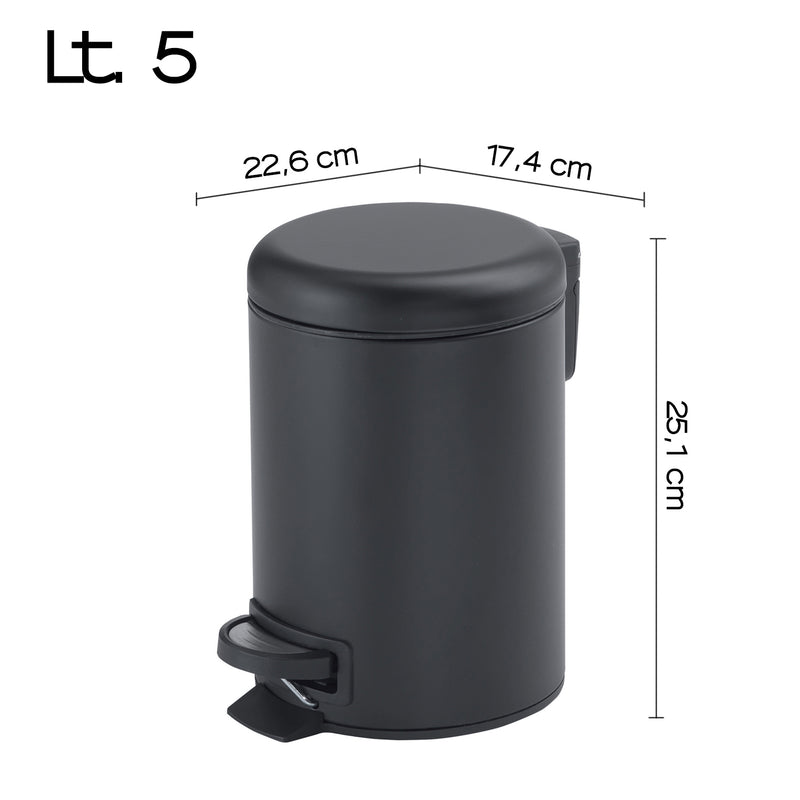 Portarifiuti 5 lt in Acciaio Inox modello Potty di Gedy - Nero Matt by CeramicStore | Lo specialista del tuo bagno