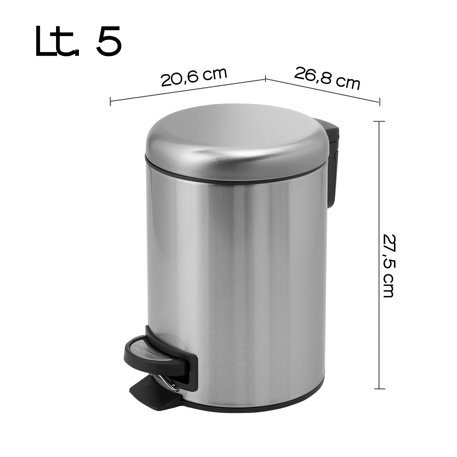 Portarifiuti 5 lt in Acciaio Inox modello Potty di Gedy - Spazzolato by CeramicStore | Lo specialista del tuo bagno