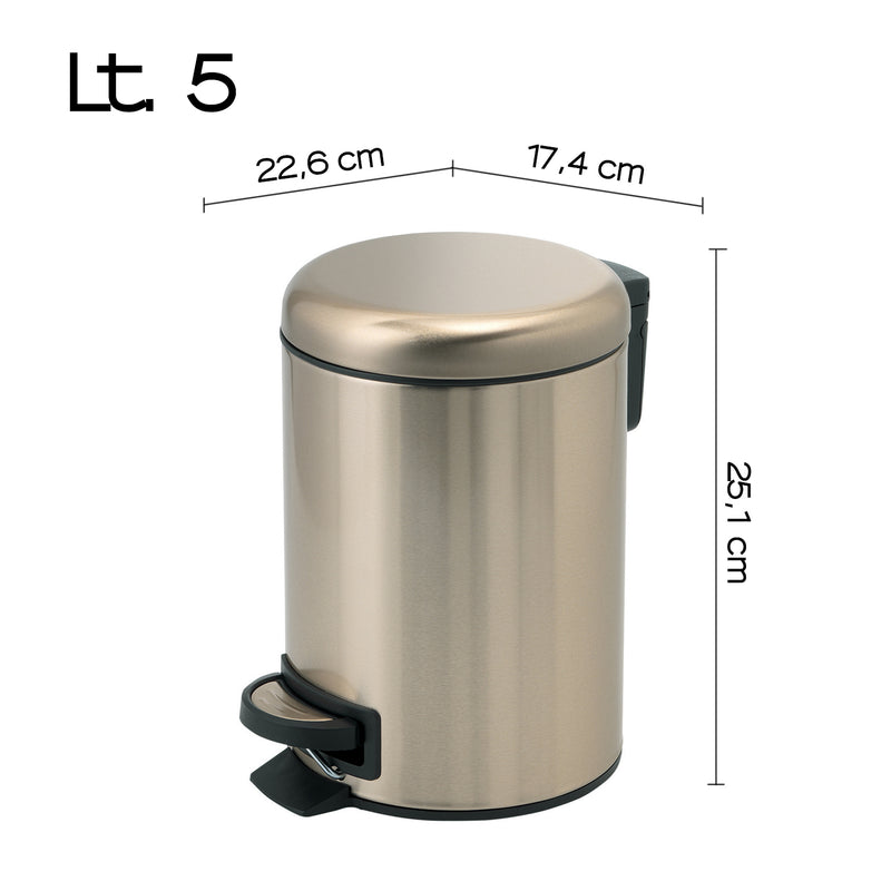 Portarifiuti 5 lt in Acciaio Inox modello Potty di Gedy - Oro Matt by CeramicStore | Lo specialista del tuo bagno