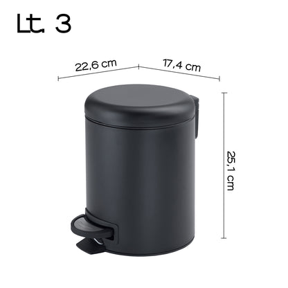 Portarifiuti 3 lt in Acciaio Inox modello Potty di Gedy - Nero Matt by CeramicStore | Lo specialista del tuo bagno