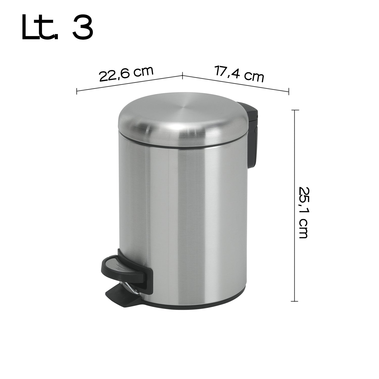 Portarifiuti 3 lt in Acciaio Inox modello Potty di Gedy - Spazzolato by CeramicStore | Lo specialista del tuo bagno