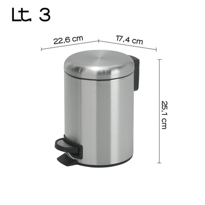 Portarifiuti 3 lt in Acciaio Inox modello Potty di Gedy - Spazzolato by CeramicStore | Lo specialista del tuo bagno