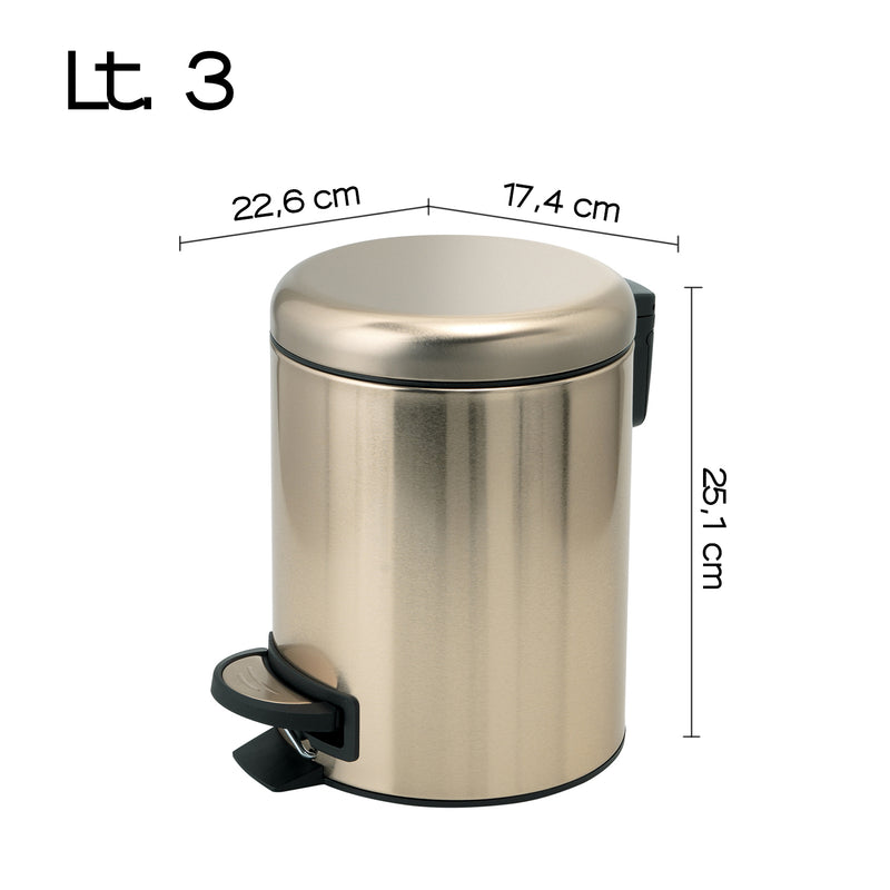Portarifiuti 3 lt in Acciaio Inox modello Potty di Gedy - Oro Matt by CeramicStore | Lo specialista del tuo bagno