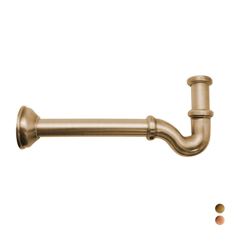 Sifone a S con tappo laterale senza piletta RubiFlux 1"1" - Bronzato