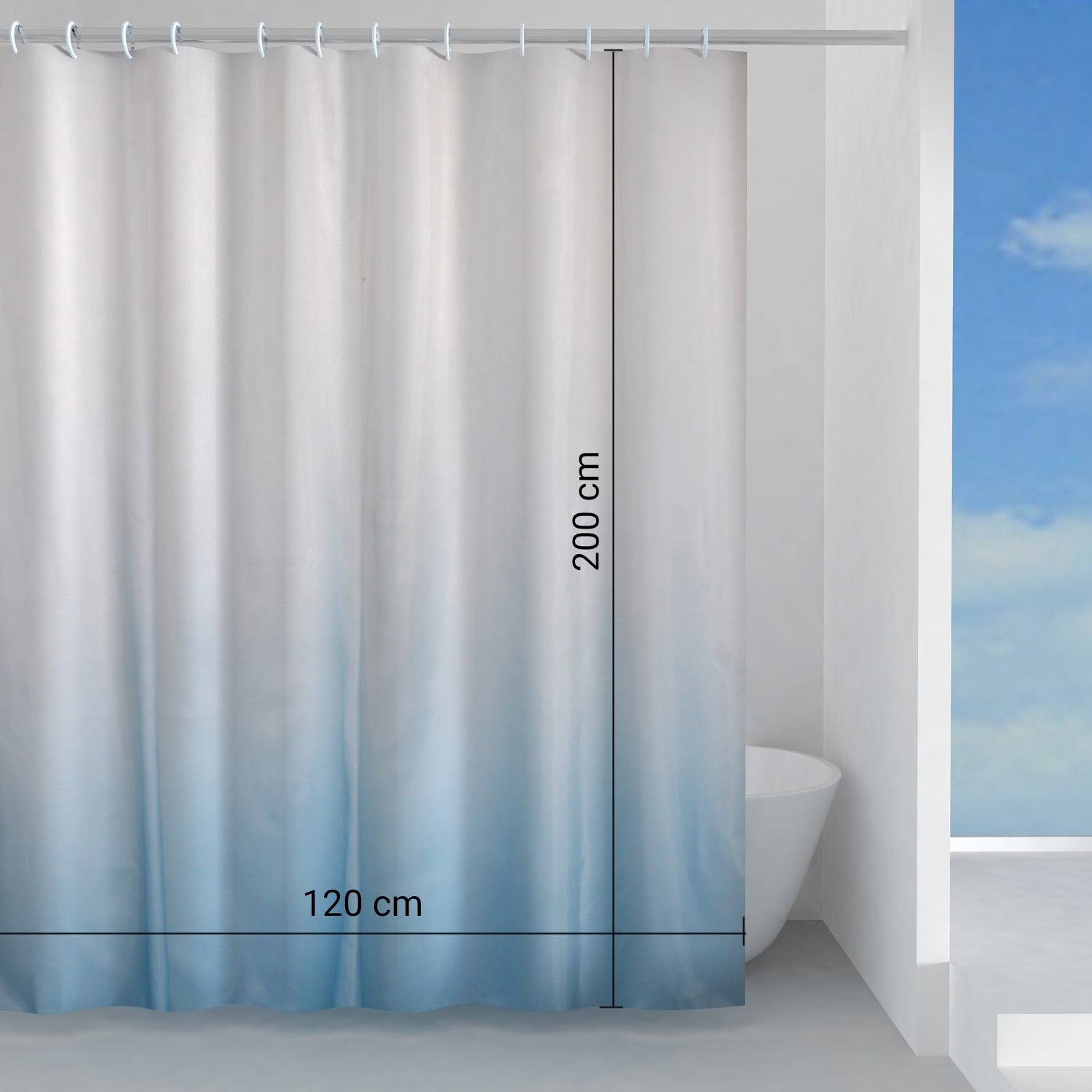 Tenda doccia in tessuto 120x200 cm modello Cielo di Gedy - Celeste by CeramicStore | Lo specialista del tuo bagno