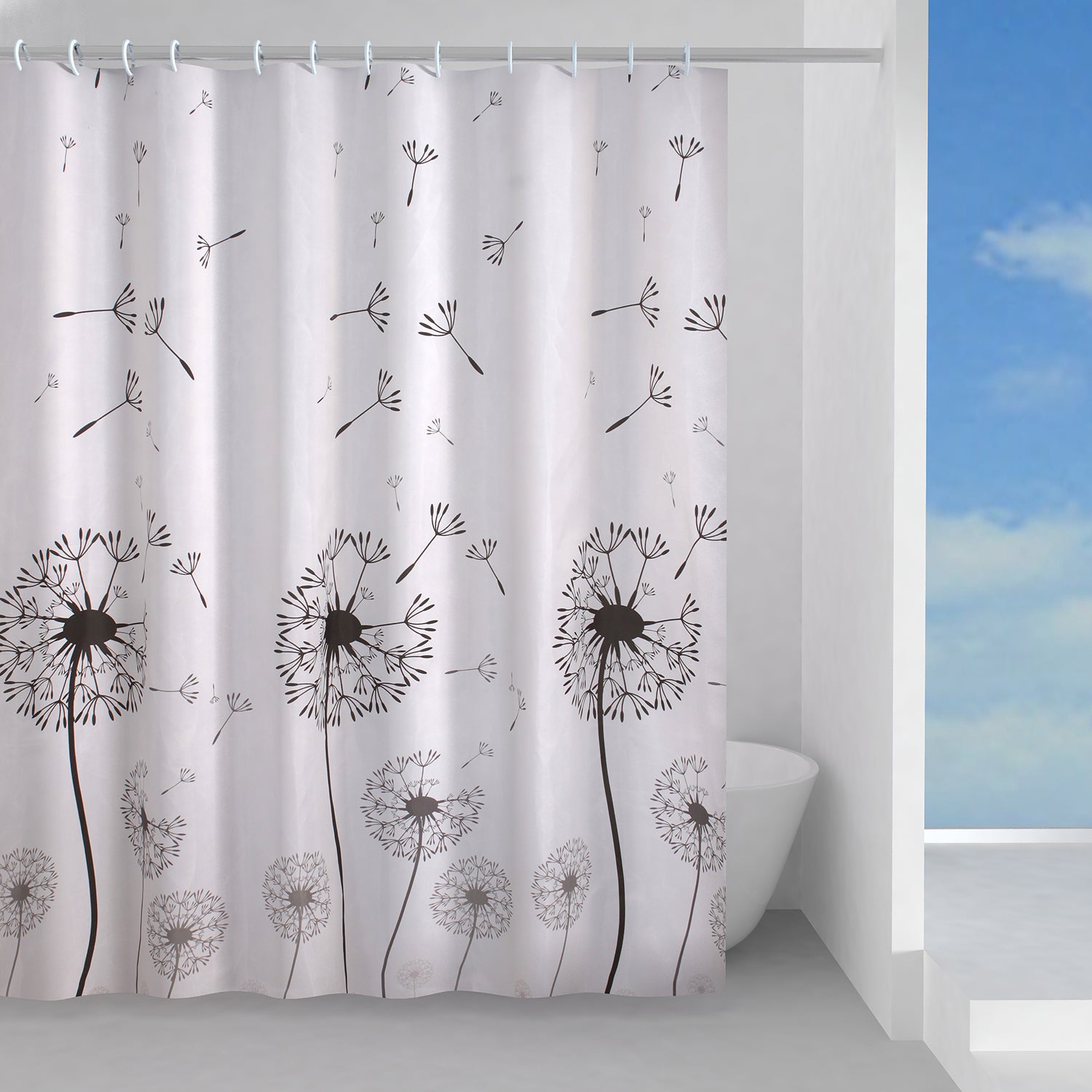 Tenda doccia in tessuto 240x200 cm modello Desiderio di Gedy - Bianco/Nero by CeramicStore | Lo specialista del tuo bagno