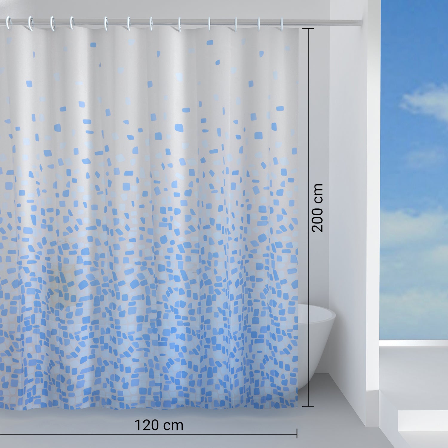 Tenda doccia in tessuto 120x200 cm modello Frammenti di Gedy - Blu by CeramicStore | Lo specialista del tuo bagno