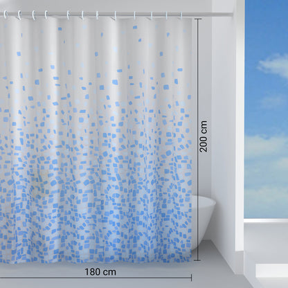 Tenda doccia in tessuto 180x200 cm modello Frammenti di Gedy - Blu by CeramicStore | Lo specialista del tuo bagno