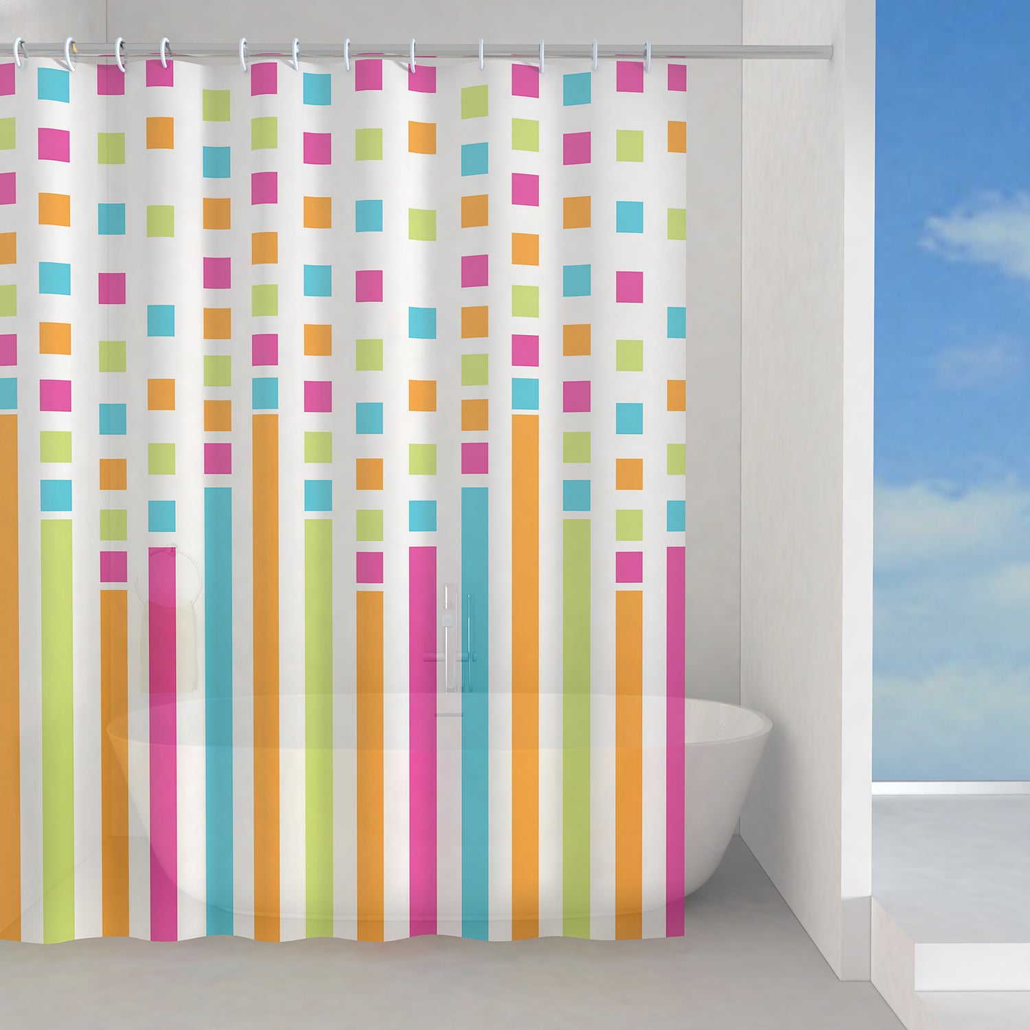 Tenda doccia in Peva 180x200 cm modello Party di Gedy - Multicolore by CeramicStore | Lo specialista del tuo bagno