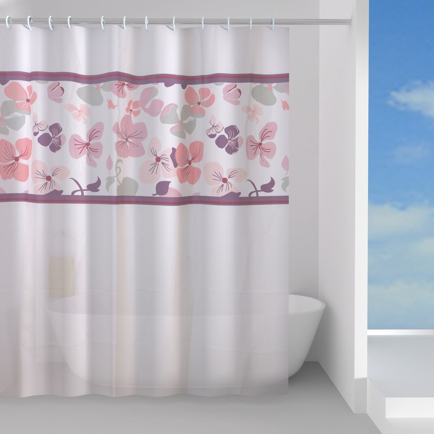 Tenda doccia in Peva 240x200 cm modello Pot Pourri di Gedy - Lilla e Rosa by CeramicStore | Lo specialista del tuo bagno