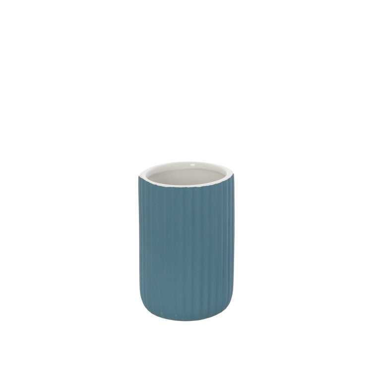 Portaspazzolini in ceramica soft touch BathCore serie Prisma - Blu