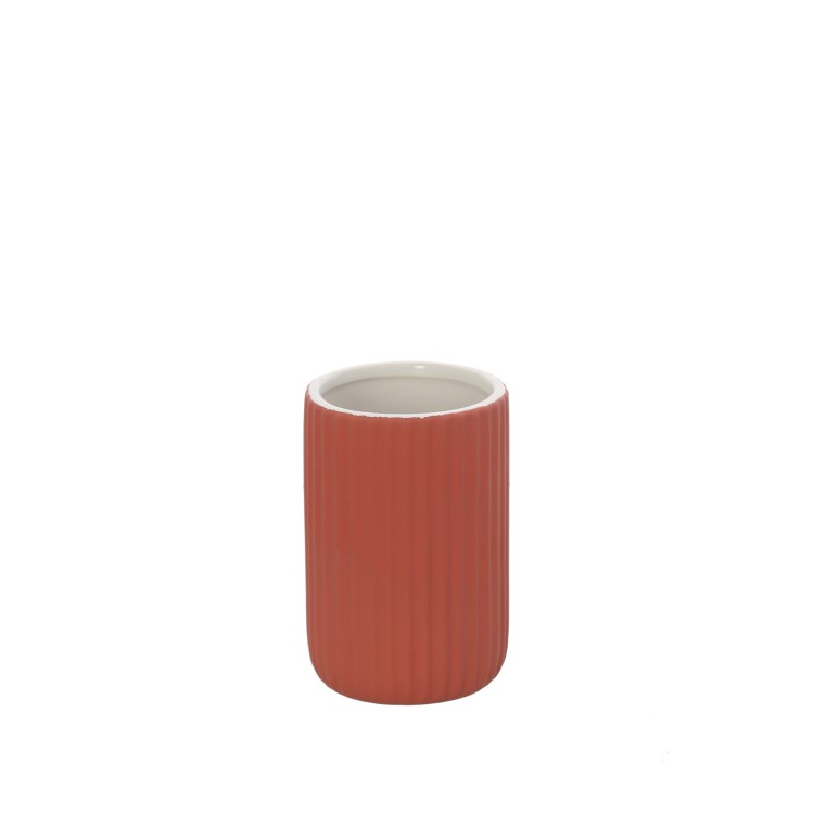 Portaspazzolini in ceramica soft touch BathCore serie Prisma - Rosso mattone