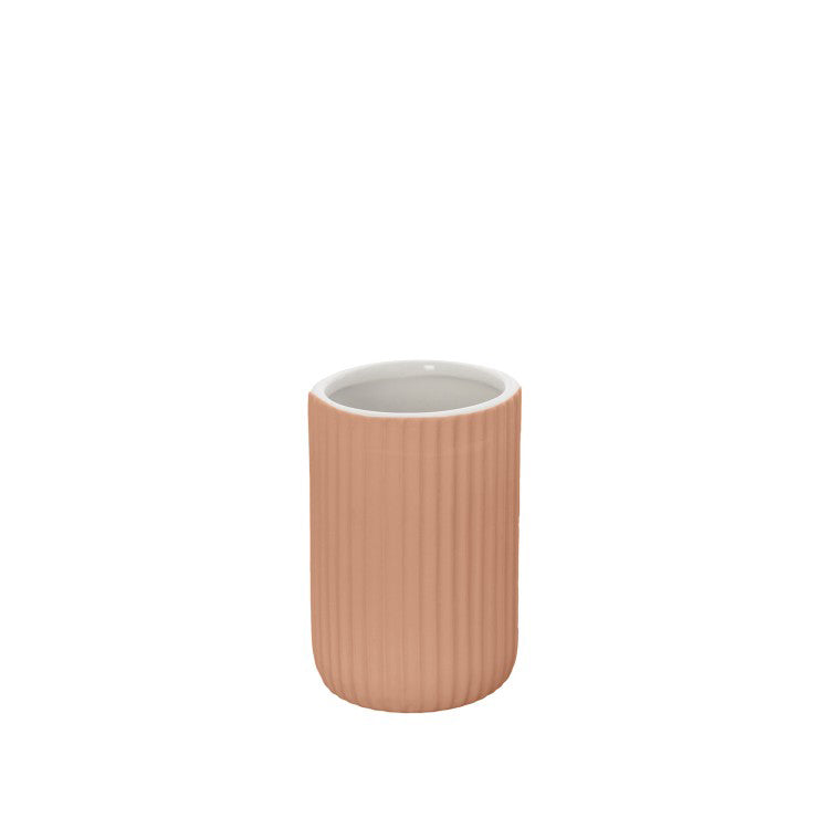 Portaspazzolini in ceramica soft touch BathCore serie Prisma - Rosa