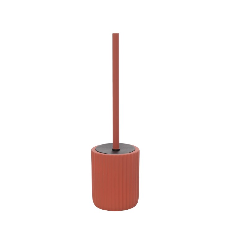 Portascopino in ceramica soft touch BathCore serie Prisma - Rosso mattone