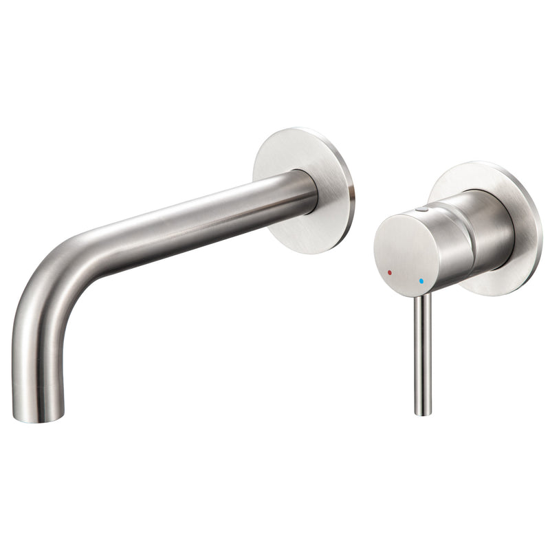 Composizione di miscelatori per lavabo incasso, bidet e doccia a 2 vie serie TriaSix in acciaio 316 spazzolato by CeramicStore | Lo specialista del tuo bagno