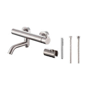 Composizione di miscelatori per lavabo incasso, bidet e vasca serie TriaSix in acciaio 316 spazzolato by CeramicStore | Lo specialista del tuo bagno