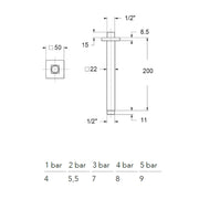 Braccio doccia quadro a soffitto 20cm serie TriaSix in acciaio 316 spazzolato by CeramicStore | Lo specialista del tuo bagno
