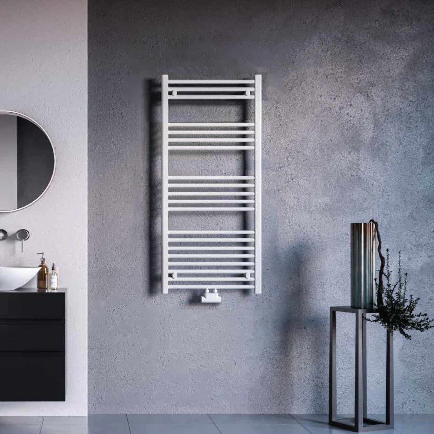 Termoarredo idraulico modello Bolzano 1188x750 dritto con attacchi centrali 50 mm - Bianco by CeramicStore | Lo specialista del tuo bagno