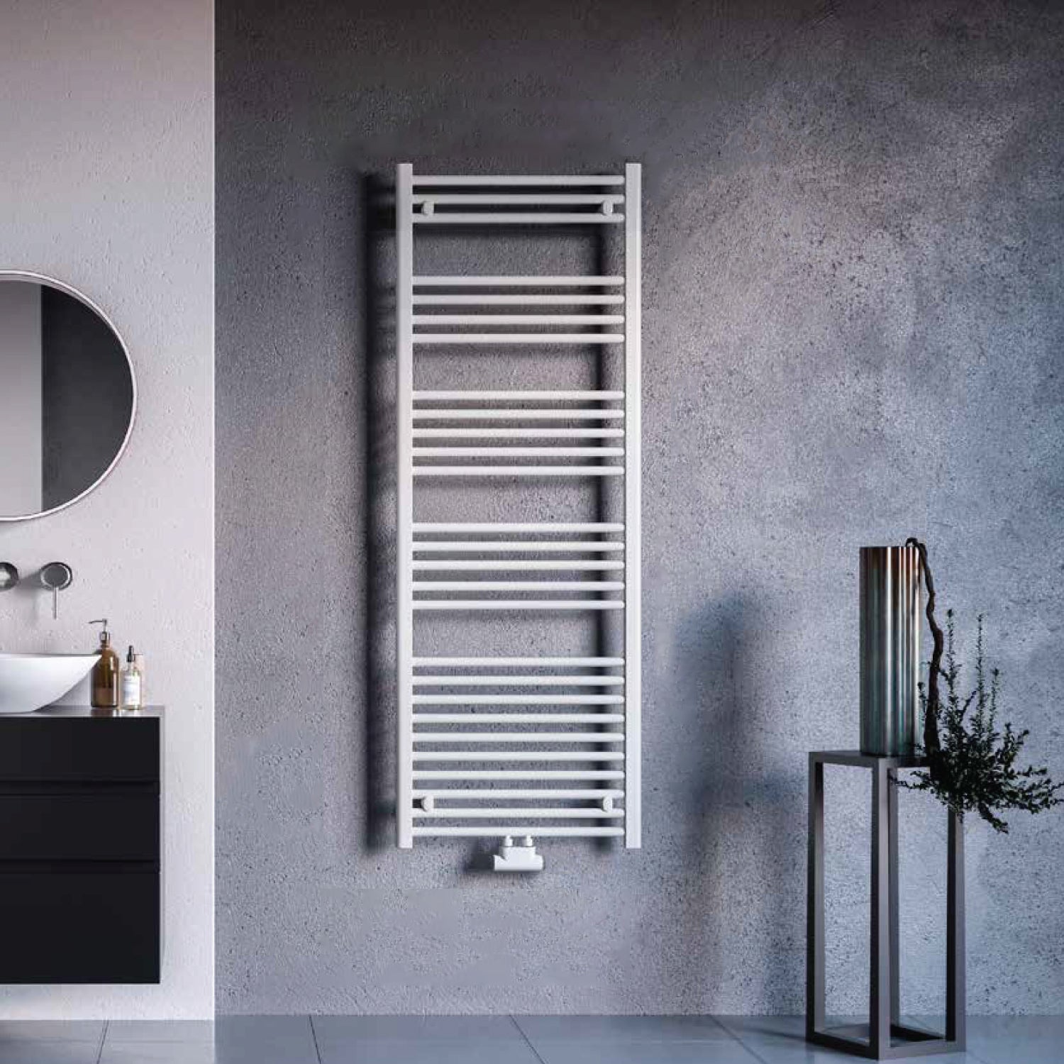 Termoarredo idraulico modello Bolzano 1600x600 dritto con attacchi centrali 50 mm - Bianco by CeramicStore | Lo specialista del tuo bagno