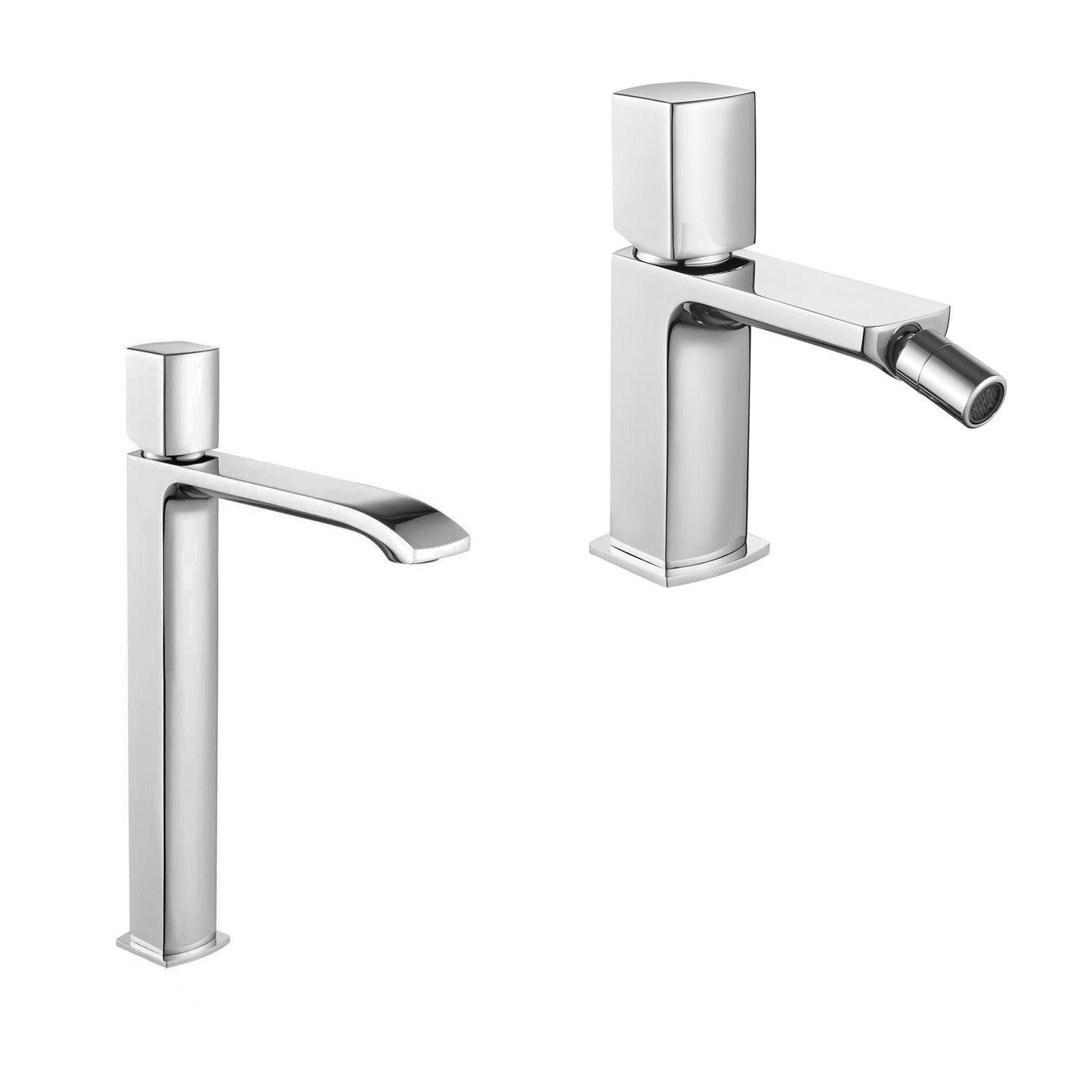 Coppia di miscelatori per lavabo alto e bidet serie Ice in ottone cromato by CeramicStore | Lo specialista del tuo bagno
