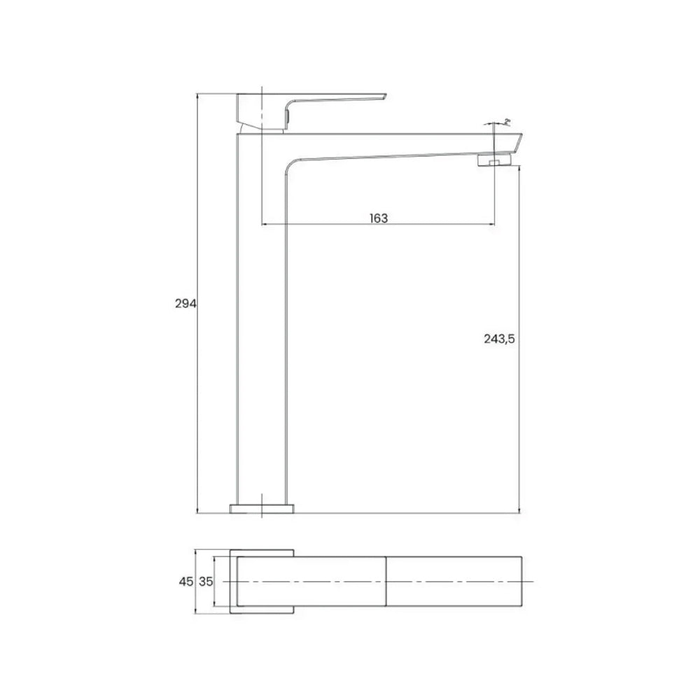 Kit miscelatore lavabo alto, bidet e doccia a due vie RubiFlux serie Arkon con scarico clic-clac - Nero Opaco