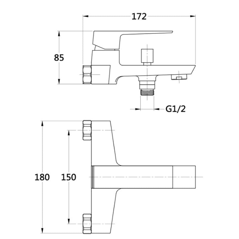 Kit miscelatore lavabo, bidet e vasca esterno RubiFlux serie Arkon con scarico clic-clac - Cromo