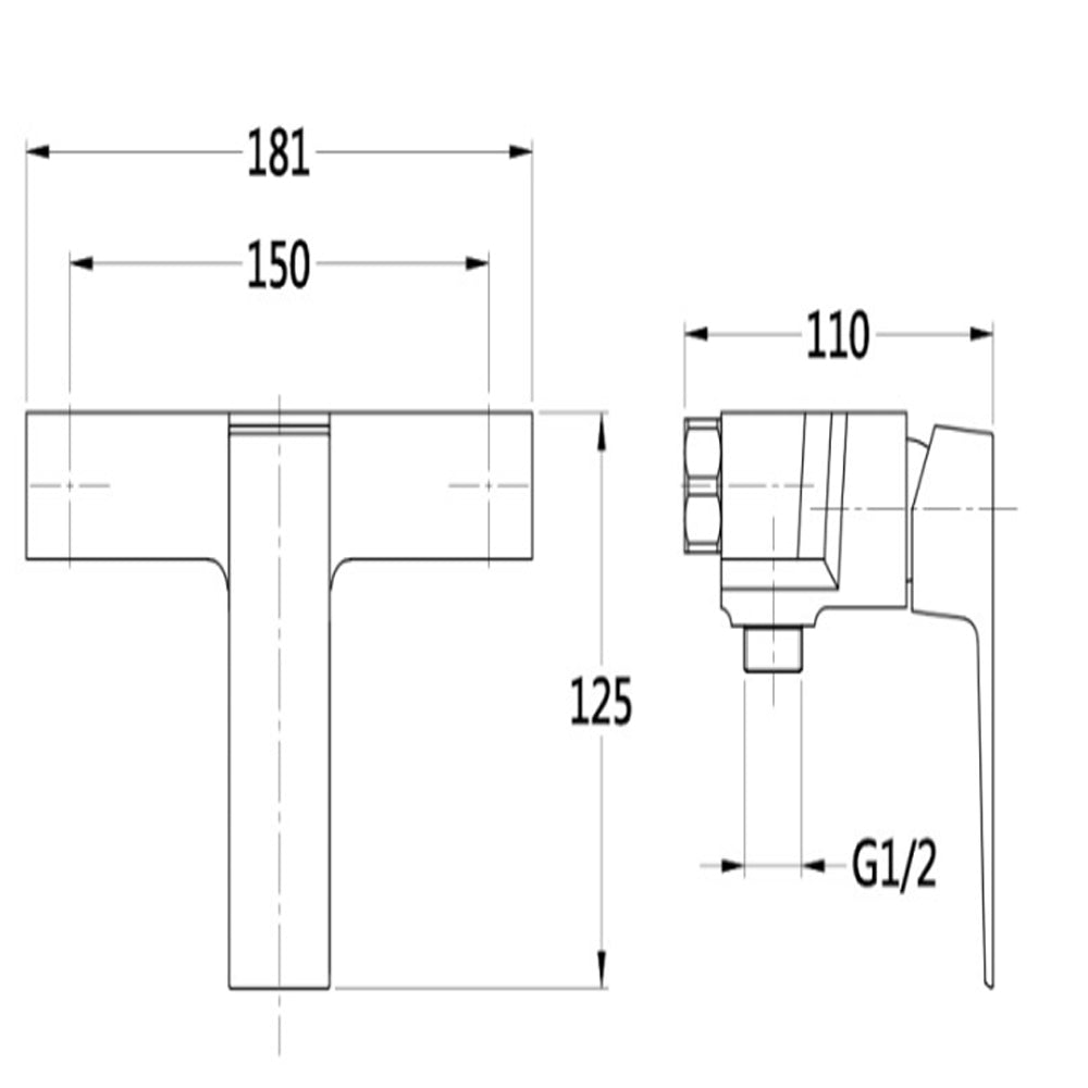 Kit miscelatore lavabo alto, bidet e doccia esterno RubiFlux serie Arkon con scarico clic-clac - Cromo
