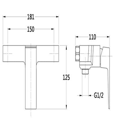 Kit miscelatore lavabo alto, bidet e doccia esterno RubiFlux serie Arkon con scarico clic-clac - Cromo