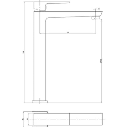 Kit miscelatore lavabo alto, bidet e doccia a una via RubiFlux serie Arkon con scarico clic-clac - Cromo