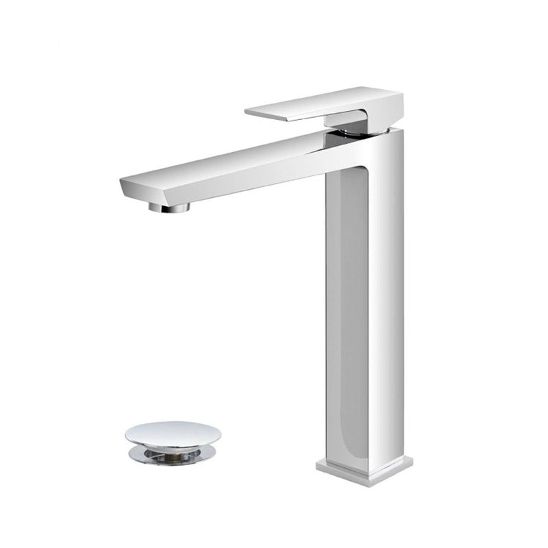Kit miscelatore lavabo alto, bidet e doccia  a incasso a due vie RubiFlux serie Arkon con scarico clic-clac - Cromo