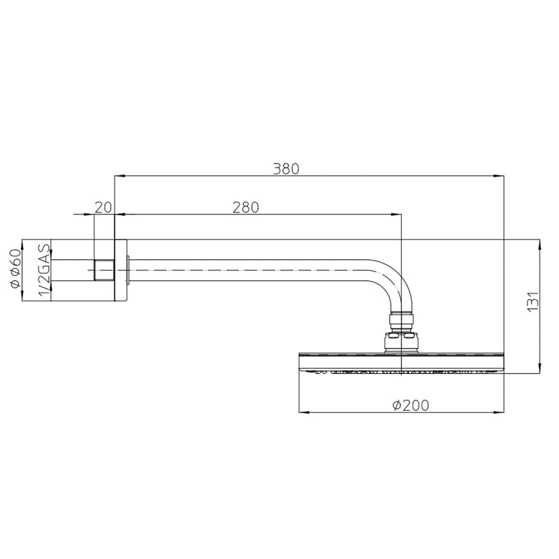 Soffione doccia con braccio Bossini Oki cromato diametro 200 mm con braccio da 300 mm by CeramicStore | Lo specialista del tuo bagno
