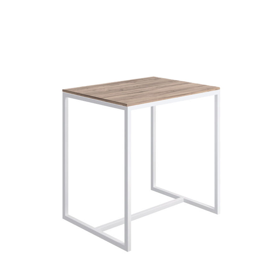 Sgabello collezione Scagni Lineabeta con struttura in acciaio verniciato bianco e seduta in laminato olmo fumà¨
