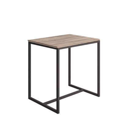 Sgabello collezione Scagni Lineabeta con struttura in acciaio verniciato nero e seduta in laminato olmo fumà¨