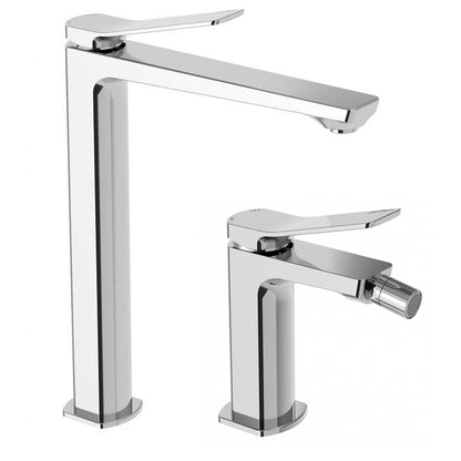 Set miscelatori lavabo alto e bidet in ottone modello Tilt Paffoni cromato by CeramicStore | Lo specialista del tuo bagno